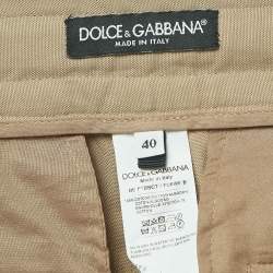 Pre Owned Dolce & Gabbana Beige Cotton Canvas High Waist Shorts S