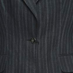 Pre Owned Dolce & Gabbana Navy Blue Pinstripe Linen Single Breasted Suit M