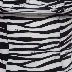 Pre Owned Dolce & Gabbana Under Wear Black/White Print Stretch Nylon Strappy Top M