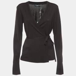 Pre Owned Dolce & Gabbana Brown Wool Wrap Around Cardigan M