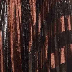 مملوكة مسبقًا Dolce & Gabbana Brown Pleated Velvet Shimmer Effect Maxi Skirt M