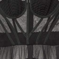 Pre Owned Dolce & Gabbana Black Tulle Semi Sheer Strapless Corset Dress M