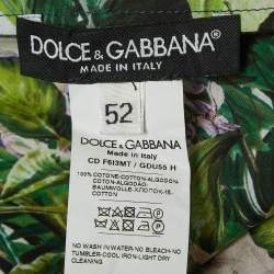 مملوكة مسبقًا Dolce & Gabbana Green Braces and Jungle Print Poplin Cold Shoulder Mini Dress XL