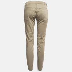 Pre Owned Dolce & Gabbana Green Contrast Side Trim Cotton Slim Trousers M