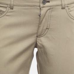 Pre Owned Dolce & Gabbana Green Contrast Side Trim Cotton Slim Trousers M
