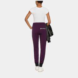 Pre Owned Dolce & Gabbana Purple Knit Logo Band Detail Joggers M (IT 42)