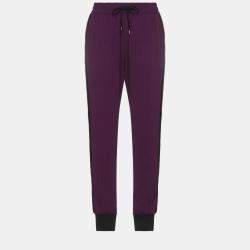 Pre Owned Dolce & Gabbana Purple Knit Logo Band Detail Joggers M (IT 42)