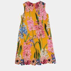 Pre Owned Dolce & Gabbana Multicolor Floral Print Cotton Sleeveless Dress Size 7/8Y