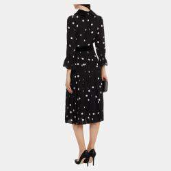 Dolce & Gabbana Black Polka-Dot Print Silk Midi Dress IT 42