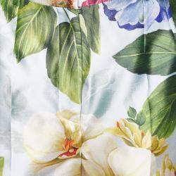 Pre Owned Dolce & Gabbana Blue Floral Print Silk Shorts S (IT 40)