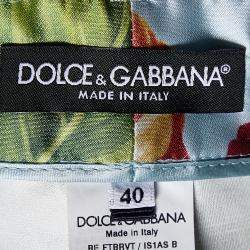 Pre Owned Dolce & Gabbana Blue Floral Print Silk Shorts S (IT 40)