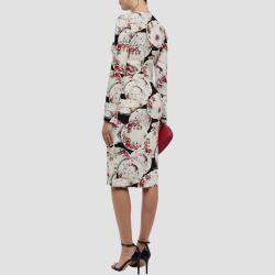 Pre Owned Dolce & Gabbana Ivory Floral Crockery Print Crepe Midi Dress L (IT 46)