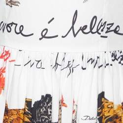 Pre Owned Dolce & Gabbana White Rooster Print Cotton A-line Dress S