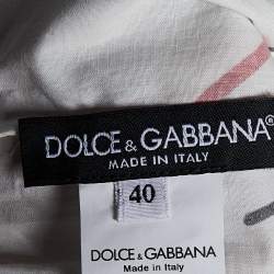 Pre Owned Dolce & Gabbana White Rooster Print Cotton A-line Dress S