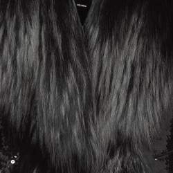 Pre Owned Dolce & Gabbana Black Sequin Paillette Fox Fur Collar Jacket M