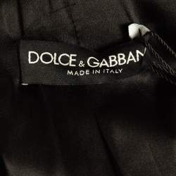 Pre Owned Dolce & Gabbana Black Sequin Paillette Fox Fur Collar Jacket M