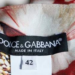 Pre Owned Dolce & Gabbana Light Pink Flowers Print Silk Midi Skirt M