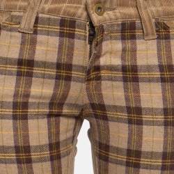 D&G Beige Corduroy & Plaid Wool Blend Trousers S