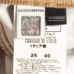 D&G Beige Corduroy & Plaid Wool Blend Trousers S