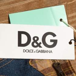 D&G Beige Corduroy & Plaid Wool Blend Trousers S