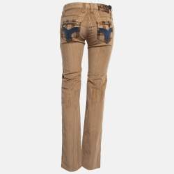 D&G Beige Corduroy & Plaid Wool Blend Trousers S