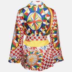 مملوكة مسبقًا Dolce & Gabbana Multicolor Silk Belted Shirt M