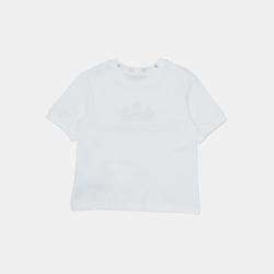 Pre Owned Dolce & Gabbana White Print Cotton Studded Neck T-Shirt Size 4Y    
