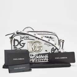 Dolce & Gabbana White/Black Printed Leather Crossbody Bag