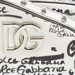 Dolce & Gabbana White/Black Printed Leather Crossbody Bag