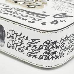 Dolce & Gabbana White/Black Printed Leather Crossbody Bag