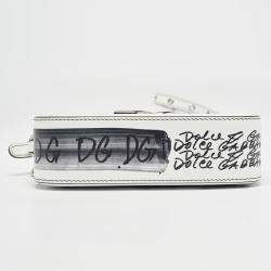 Dolce & Gabbana White/Black Printed Leather Crossbody Bag