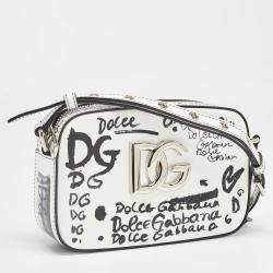 Dolce & Gabbana White/Black Printed Leather Crossbody Bag