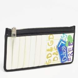 Pre Owned Dolce & Gabbana Multicolor Printed Leather Zip Card Holder
