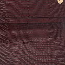 Pre Owned Dolce & Gabbana Burgundy Lizard Embossed Leather Sicily Wallet on Chain