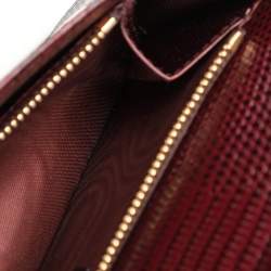 Pre Owned Dolce & Gabbana Burgundy Lizard Embossed Leather Sicily Wallet on Chain