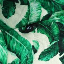 Pre Owned Dolce & Gabbana Multicolor Banana Leaf Print Leather and Wicker Basket Top Handle Bag