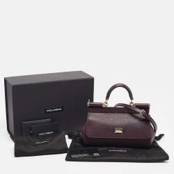 مملوكة مسبقًا Dolce & Gabbana Burgundy Leather Small Miss Sicily Top Handle Bag