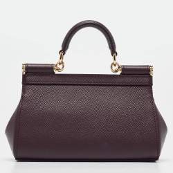 مملوكة مسبقًا Dolce & Gabbana Burgundy Leather Small Miss Sicily Top Handle Bag