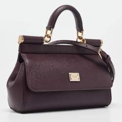 مملوكة مسبقًا Dolce & Gabbana Burgundy Leather Small Miss Sicily Top Handle Bag
