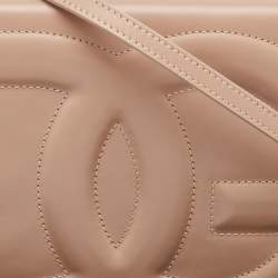 Pre Owned Dolce & Gabbana Beige Leather DG Logo Crossbody Bag