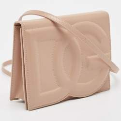 Pre Owned Dolce & Gabbana Beige Leather DG Logo Crossbody Bag