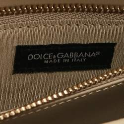 Pre Owned Dolce & Gabbana Beige Patent Leather DG Logo Embossed Clutch Bag