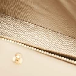 Pre Owned Dolce & Gabbana Beige Patent Leather DG Logo Embossed Clutch Bag