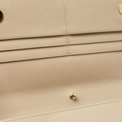 Pre Owned Dolce & Gabbana Beige Patent Leather DG Logo Embossed Clutch Bag