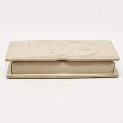 Pre Owned Dolce & Gabbana Beige Patent Leather DG Logo Embossed Clutch Bag
