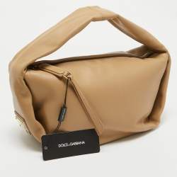 Pre Owned Dolce & Gabbana Beige Leather Shoulder Bag