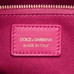 Pre Owned Dolce & Gabbana Fuchsia Majolica Print Canvas Large Shopper Tote