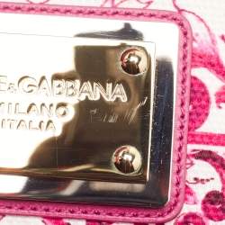 Pre Owned Dolce & Gabbana Fuchsia Majolica Print Canvas Large Shopper Tote