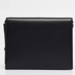 Pre Owned Dolce & Gabbana Black Leather DG Logo Crossbody Bag