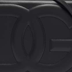 Pre Owned Dolce & Gabbana Black Leather DG Logo Crossbody Bag